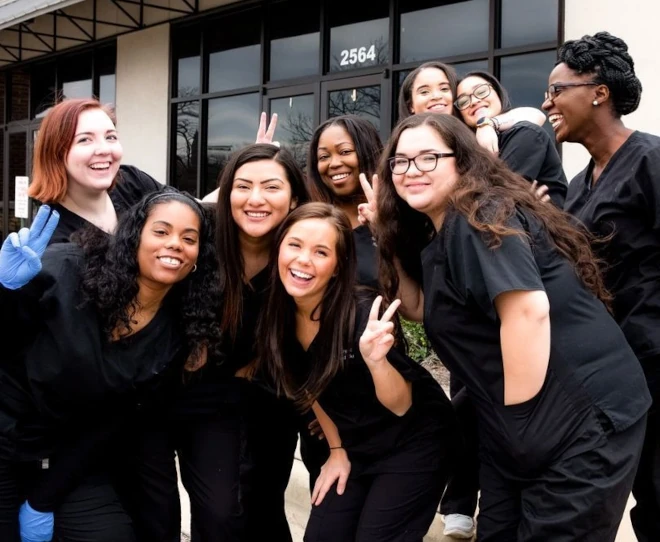 students taking group photo
